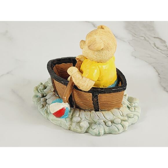 Piglet Pig Piggy Rowing On A Boat Figurine 4 1/4" Year 80s Home Decor Vintage - Picture 4 of 12